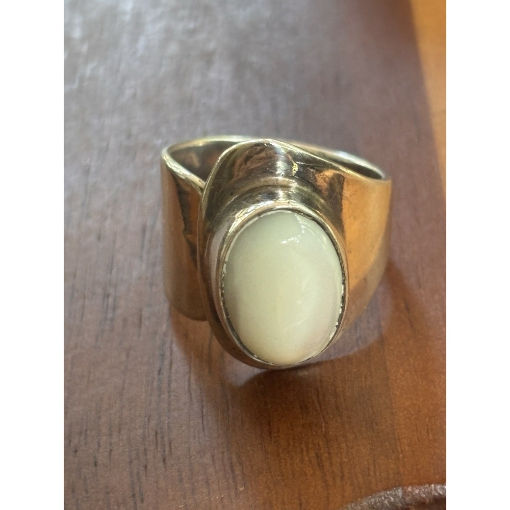 Vintage Sterling Silver 925 Mexico ATI White Stone Size 8.75